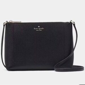 Kate Spade Leila Medium Crossbody Black Pebbled Leather New With Tags